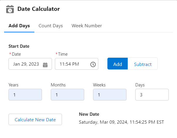 Date Calculator Lightning Component